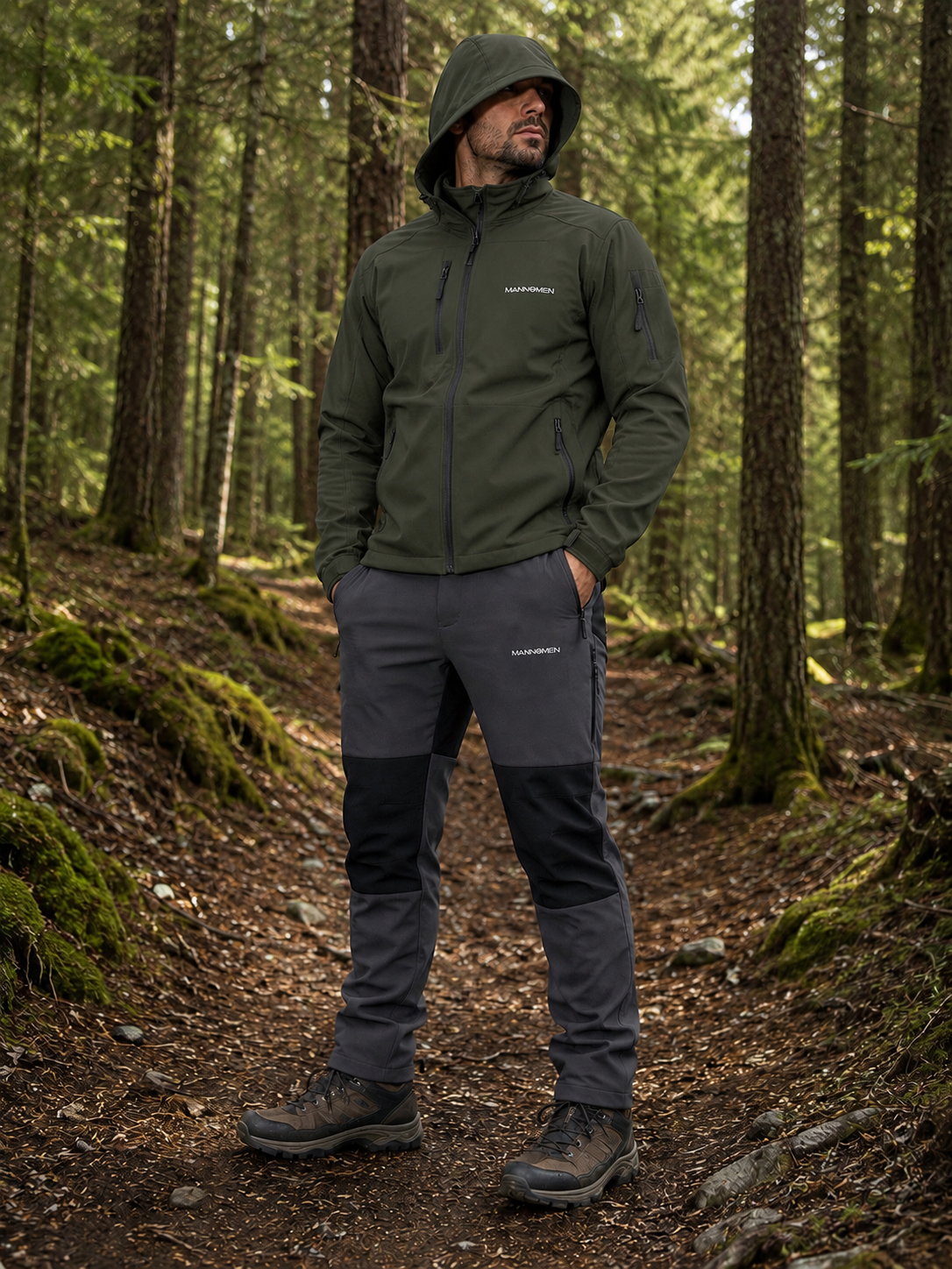 Mannomen Softshellhose,Outdoorhose,Trekkinghose Anglerhose Grau