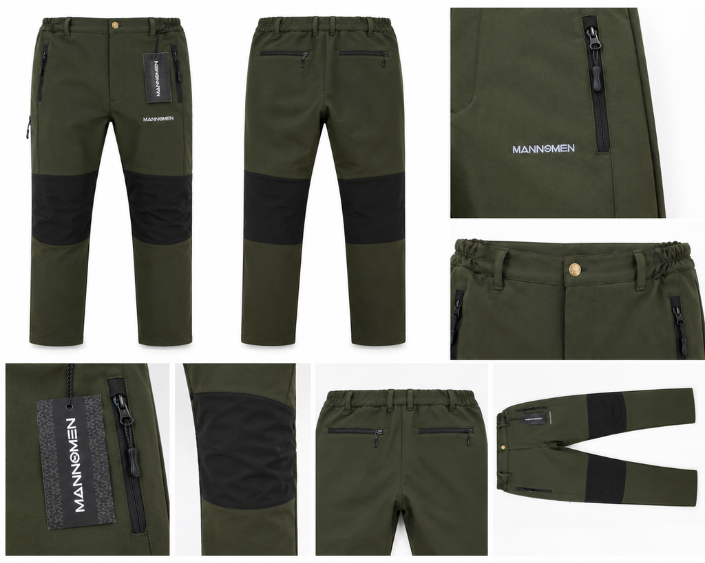 MANNOMEN Herren-Softshellhose – Funktionelle Outdoor- & Trekkinghose, Anglerhose Grün