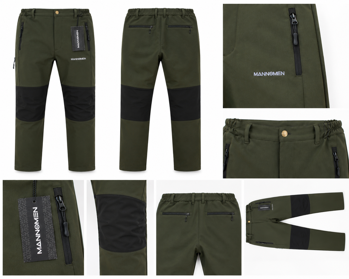 MANNOMEN Herren-Softshellhose – Funktionelle Outdoor- & Trekkinghose, Anglerhose Grün