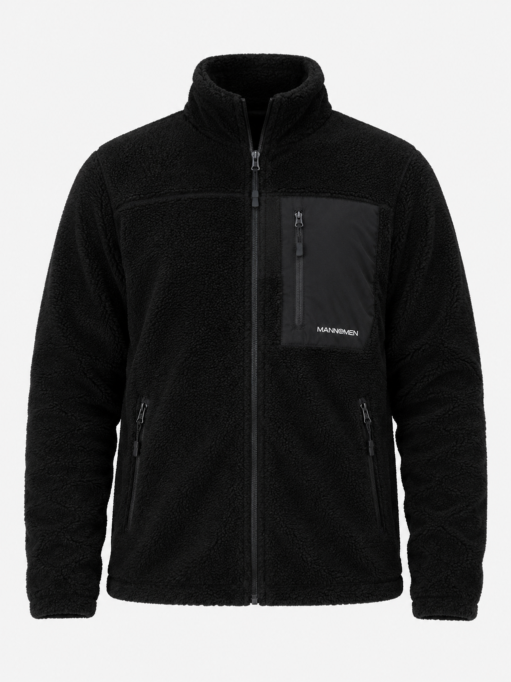 MANNOMEN Herren Teddyfleece-Jacke „Casual Warmth“ – Schwarz