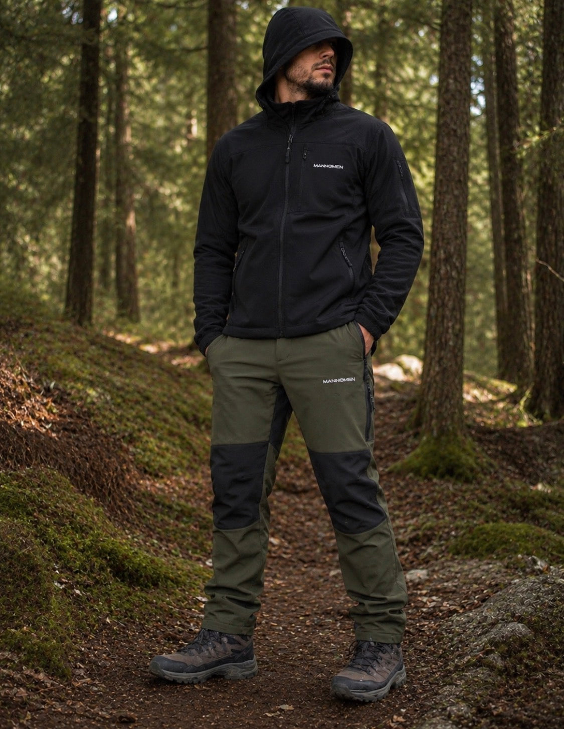 MANNOMEN Herren Softshell-Jacke „TexProof“ – Schwarz